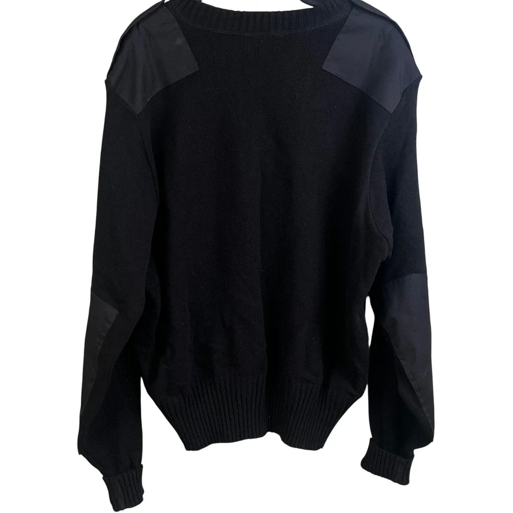 Vtg Jack Young Black Navy V Neck Pullover Military Top Brass Sweater XXL USA
